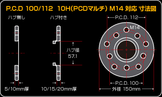 P.C.D 100/112 10H(PCDޥ)M14 б ˡ