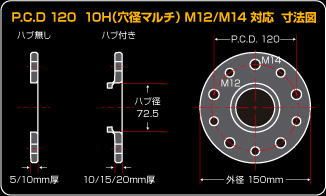 P.C.D 120 10H(¥ޥ)M12/M14 б ˡ